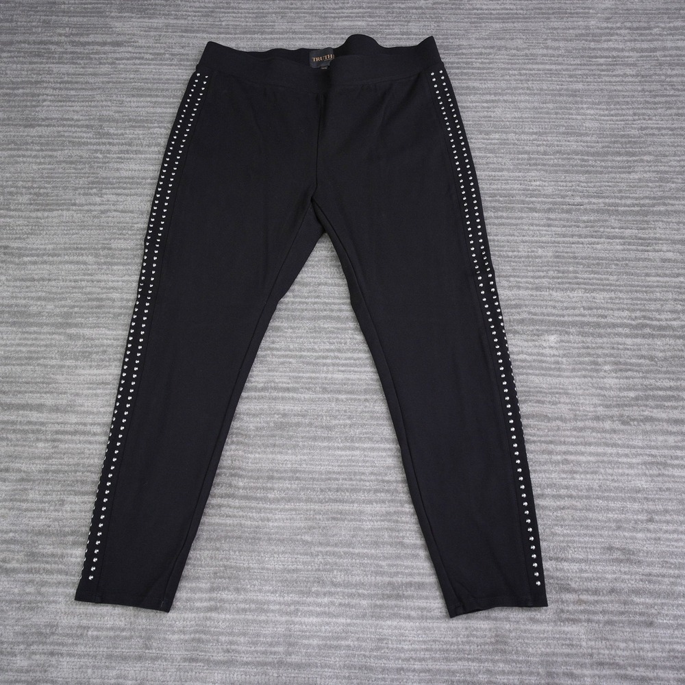 Truth by Republic Black Studded Leggings Womens 1X Plus Size Stretch Pants
